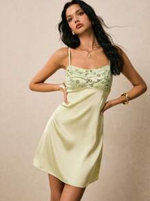 Poéselle Damen Mini-Kleid mit Spaghettiträgern, modisch und geeignet für den Sommer