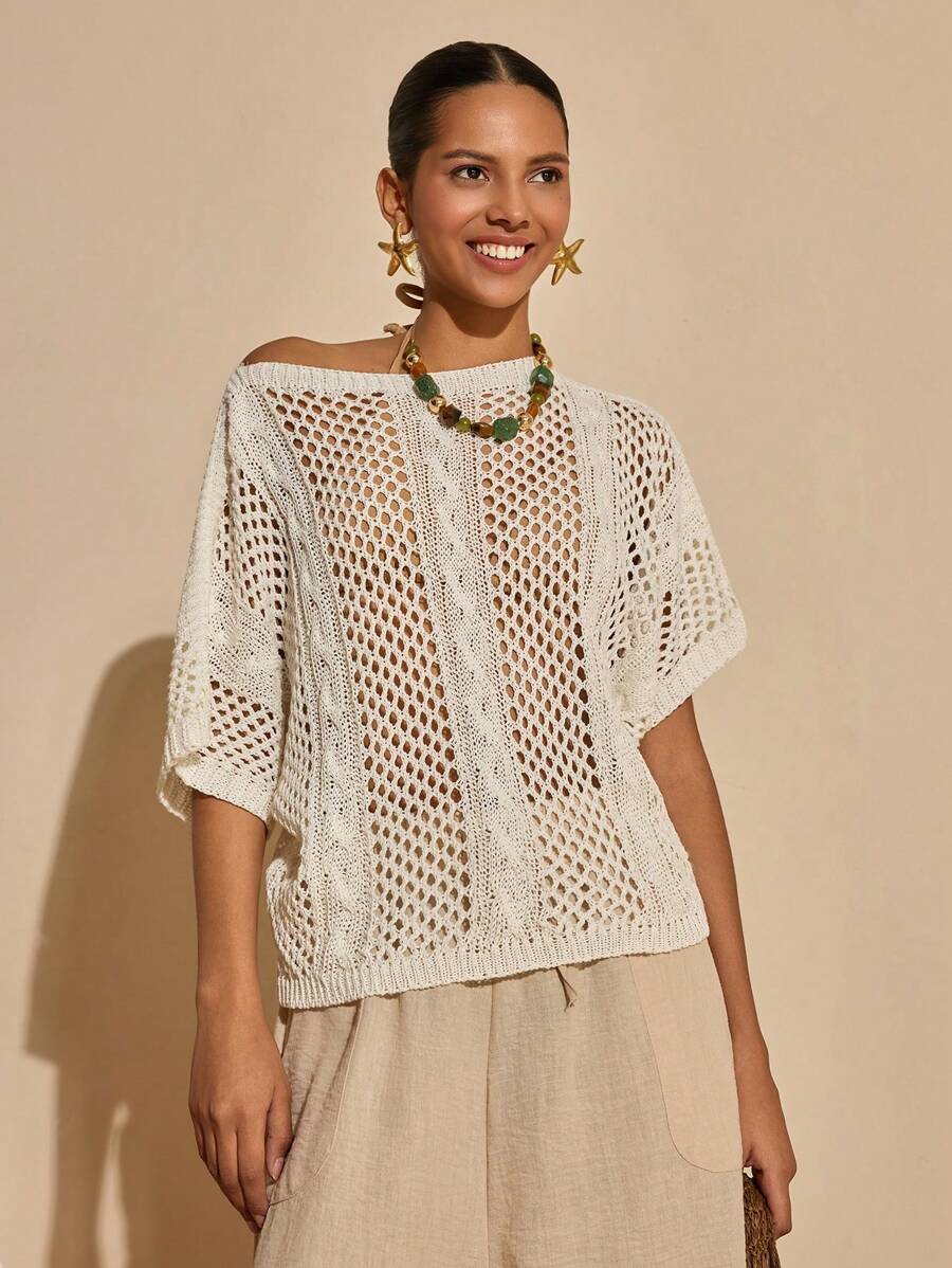 Bóhologie Boho Bohemela Womens Clothing Women Summer Clothes Women Summer Cover Up Crochet Dress Women Summer Clothing Summer Outfits  Suitable For Everyday, Out Of The Street, Holiday And Other Occasions To Wear - White - View 1