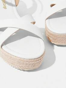 Styleloop Women's Canvas Wedge Lace-Up Sandals, Minimalist & Fashionable - White - View 3