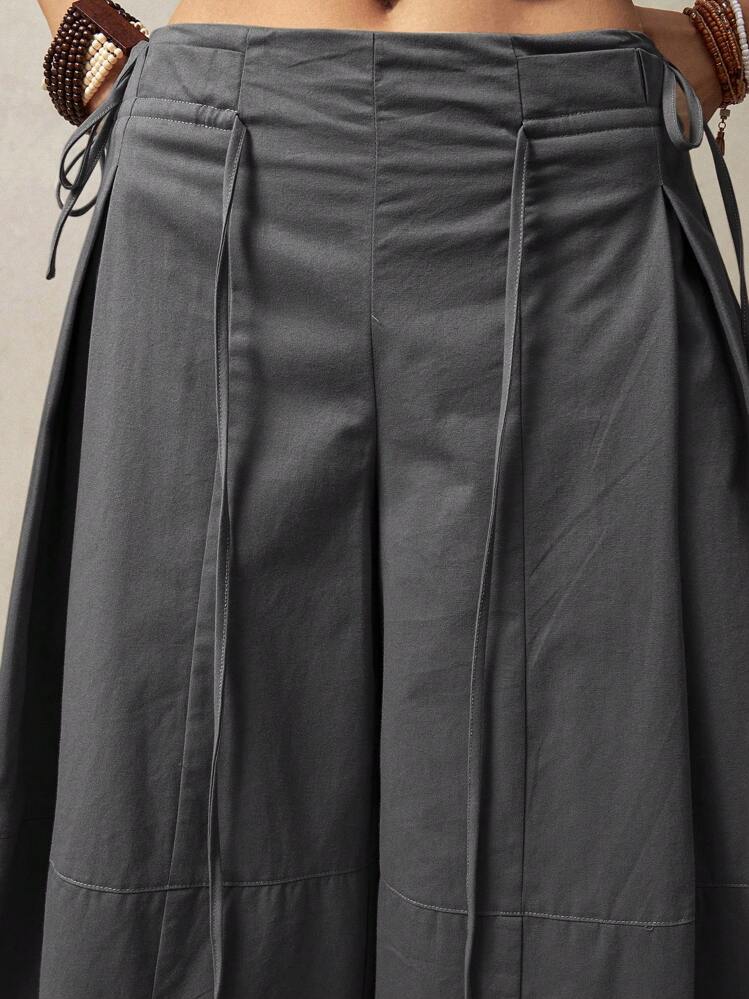 Bohemela Calça Casual Larga Sólida e Solta para Mulheres, Estilo de Férias - Cinza - Visão 6