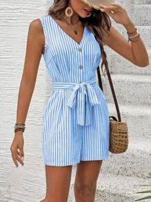 Breezaya Combinaison courte sans manches rayée, style casual