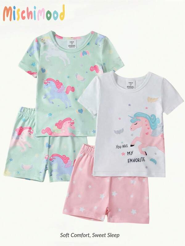 Young Girl Snug Fit 2 Pieces Sets Summer Casual Shorts And Short Sleeve Home Wear