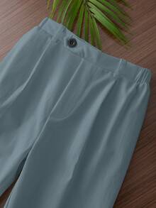 小男孩扣腰简约设计白色裤子，适合派对、节日、聚会 - 霧霾藍 - 查看 5