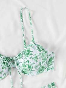 Swim Vcay Maillot de bain deux pièces Tankini à imprimé floral avec nœud et impression aléatoire