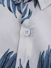 SHEIN Tween Boy Tropical Print Shirt & Shorts Without Tee - Blue and White - View 3