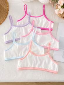 5pcs/Set Girls Children Lace Trim Cartoon Printed Soft Cotton Comfortable Short Underwear Sets, Summer - Multicolor - View 2