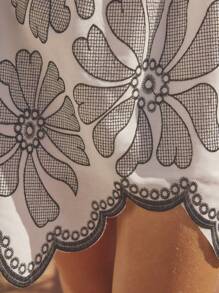 Aralina 女士花卉印花露背迷你连衣裙，适合节日穿着 - 白色 - 查看 7