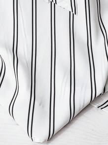 Franclia 时尚优雅条纹蝴蝶结无袖上衣 - 黑與白 - 查看 3
