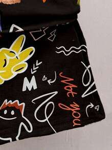 SHEIN Playful Pals Set de 2 piezas de camiseta de manga corta con estampado de gafas de sol y pantalones cortos con decoración de oso de dibujos animados para niños pequeños, conjunto de ropa a juego para hermanitos (Se venden 2 sets por separado) - Multicolor - Ver 6