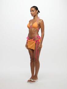 SUMWON WOMEN Jupe de plage mini enveloppante à nouer sur le côté, vêtement de plage de festival, paréo d'été pour vacances et resort, cache-maillot enveloppant chic pour fête au bord de la piscine