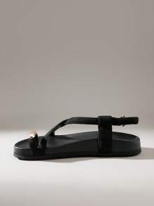 Solecia 女士时尚棕色露趾休闲系带平底凉鞋，春夏季舒适穿着