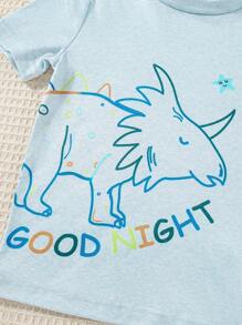 6 件装男童休闲恐龙印花短袖紧身睡衣套装