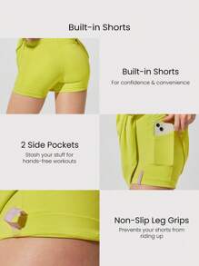 GLOWMODE FeatherFit™-Air Peekaboo 日常内置短裤口袋防滑连衣裙轻度支撑低冲击瑜伽工作室春季连衣裙夏季速干吸湿排汗 - 黃色 - 查看 5