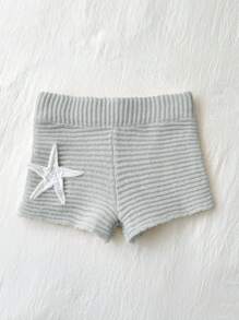 Elamini Starfish Pattern Knitted Pink Shorts - Light Grey - View 3