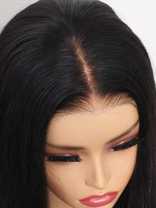 ALL READY WIG 13x6 直发 Flexfit 抽绳假发适合所有头型前部假发真人发 180% 密度漂白结头无胶真人发假发自然黑色女士 - Natural Black - 查看 9