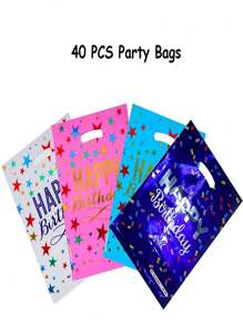 SHEIN Pungi cadou pentru petrecere de ziua de naștere cu .Dles, 40 de pungi de plastic cu bunătăți, în vrac, pentru cadouri de returnare a zilei de naștere