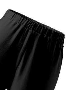 2pcs/Set Girls Embroidered Flower Camisole And Knit Jogger Pants Set - Black - View 6