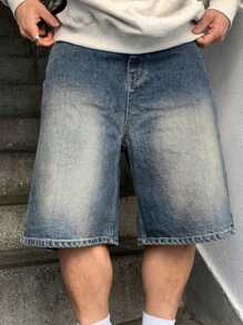 DAZY Men's Solid Blue Distressed Denim Shorts, Summer, Back To School - Blue - View 1