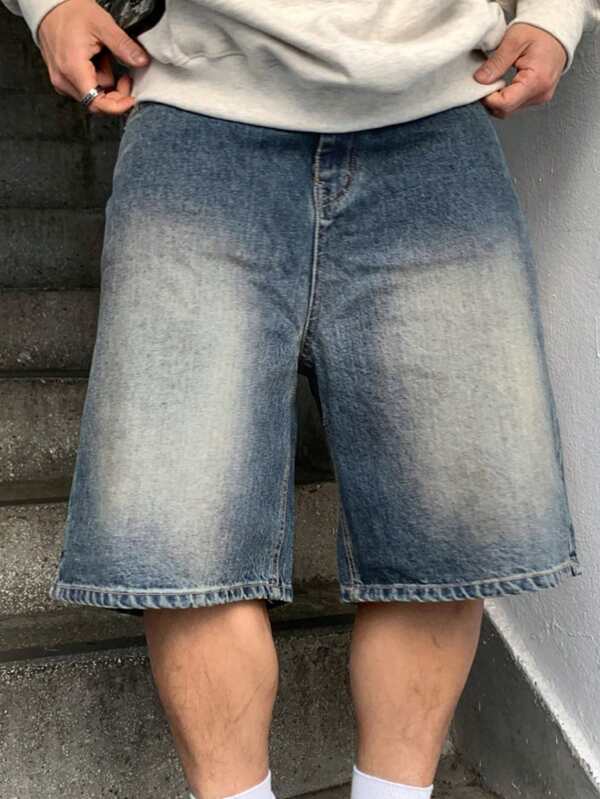 DAZY Men's Solid Blue Distressed Denim Shorts, Summer,Back To School Clothes
