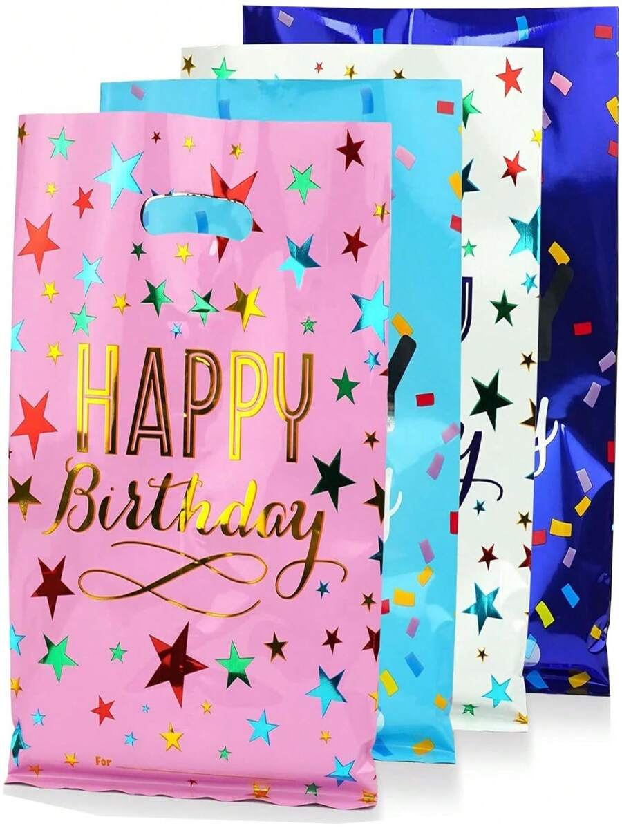 SHEIN Pungi cadou pentru petrecere de ziua de naștere cu .Dles, 40 de pungi de plastic cu bunătăți, în vrac, pentru cadouri de returnare a zilei de naștere