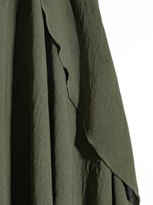 Linhara Plus Size Women Solid Color Ruffle Asymmetrical Hem Casual A-Line Skirt