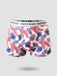 SHEIN 4pcs/Set Men's Printed Leaf Pattern Boxer Briefs