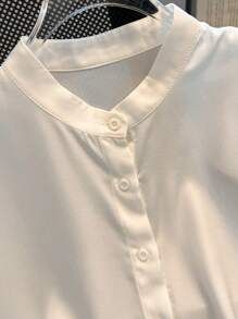 Franclia Blusa semplice casual da donna con collo tondo e maniche corte