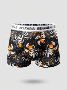 SHEIN 4pcs/Set Men's Printed Leaf Pattern Boxer Briefs