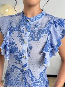 Modelyn 2pcs Floral Printed Set - Blue - View 5