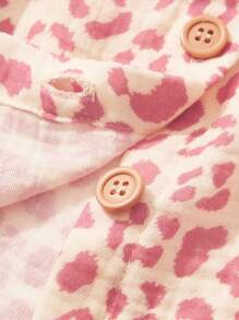 Cozy Pixies Vestido sin mangas con cuello en V con volantes y cintura ceñida de estampado de leopardo para bebé niña