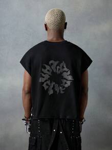 NEON BLANC Áo ba lỗ cổ tròn không tay đính đá dệt kim kiểu Gothic dành cho nam, phù hợp cho mùa hè, phiên bản đường phố - màu đen - Xem 3