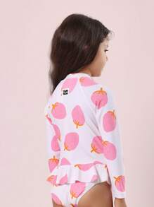 SUMWON Girls Long Sleeve Sun Protection One Piece Swimsuit With Sweet Summer Pattern And Ruffle Detail, Perfect For Beach Pool Swimming - Multicolor - View 4