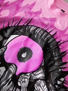 PAVTROS 男士夏季字母与眼睛图案烫金印花短袖 T 恤 - 粉色 - 查看 2