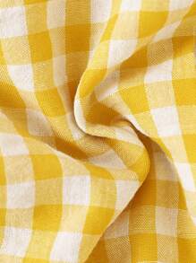 Vintaside Kids Bộ quần yếm vải gingham và mũ phù hợp cho bé trai màu trắng/xanh lá, phong cách đồng quê, thời trang đa năng cho hoạt động ngoài trời, trang phục thường ngày, tập thể dục hàng ngày, mùa xuân/hè - Màu vàng - Xem 3