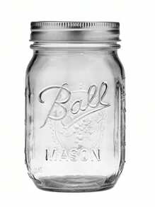 1个标准口梅森杯大容量玻璃隔夜燕麦杯带盖密封罐透明冷榨果汁饮料材质瓶子