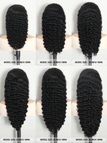 ALL READY WIG Drawstring Wigcap Fit All Head Size Glueless 13x6 Deep Wave Wigs Human Hair Pre Plucked Transparent Lace Bleached Knots Wigs 180% Density Human Wigs With Baby Hair For Women - Natural Black - View 3