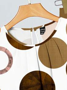 SHEIN Clasi 2 件套女士休闲波点图案宽松圆领背心和阔腿裤，夏季套装 - 彩色 - 查看 4