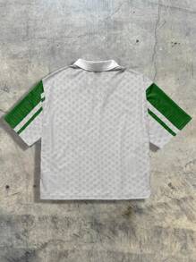 AXEPEAK Polo de manga corta holgado de punto con estampado digital, edición escolar y streetwear