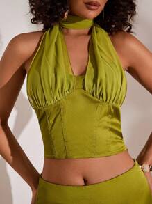 Opulessa Summer Beach Vacation Holiday Outfits Women Two Pieces Outfits For Daily Wear - Green - View 6