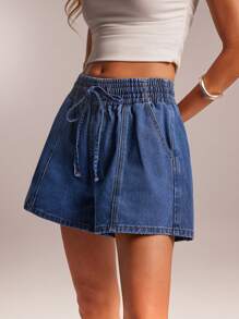 Avantive Summer Women 90s Casual Western Wear Going Out Y2k Club Graduation Denim Shorts - Medium Wash - View 5