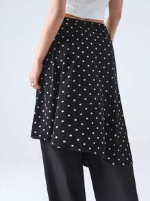 LYSMO Women's Casual Polka Dot Print Asymmetrical Hem Mini Skirt, Summer - Multicolor - View 2