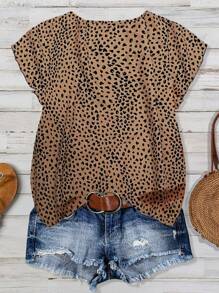 SHEIN LUNE Plus Size Casual Leopard Print Shirt