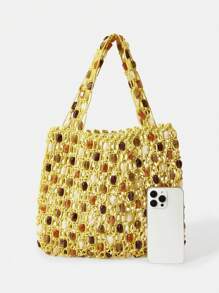 Maija 女士波西米亚镂空度假单肩包 - 黃色 - 查看 6