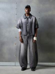 NEON BLANC 男士街头风无袖铆钉牛仔衬衫