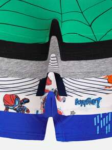 6 Pcs Tween Boy Vibrant Superhero Print Boxer Briefs - Multicolor - View 5