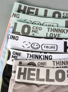 SHEIN 7pcs/Set Teen Boy Letter Elastic Waistband Briefs - Multicolor - View 6