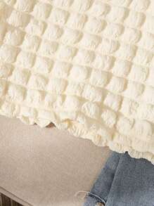 Franclia 女士时尚休闲纹理泡泡无袖上衣 - 杏色 - 查看 4