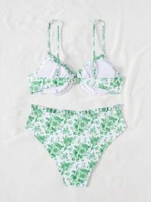 Swim Vcay Maillot de bain deux pièces Tankini à imprimé floral avec nœud et impression aléatoire
