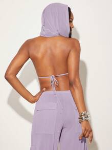 NYA SZN Festival Asymmetrical Backless Hood Summer Top Music Festival Elegant Vacation Spring Break Western Country Concert For Women - Purple - View 7