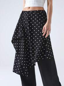 LYSMO Women's Casual Polka Dot Print Asymmetrical Hem Mini Skirt, Summer - Multicolor - View 3